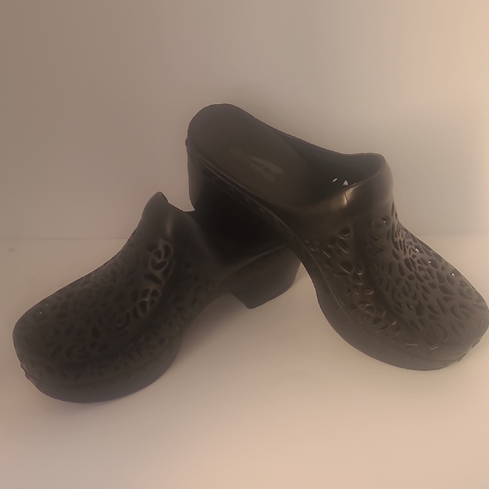 Dansko Black Cut-Out Mules